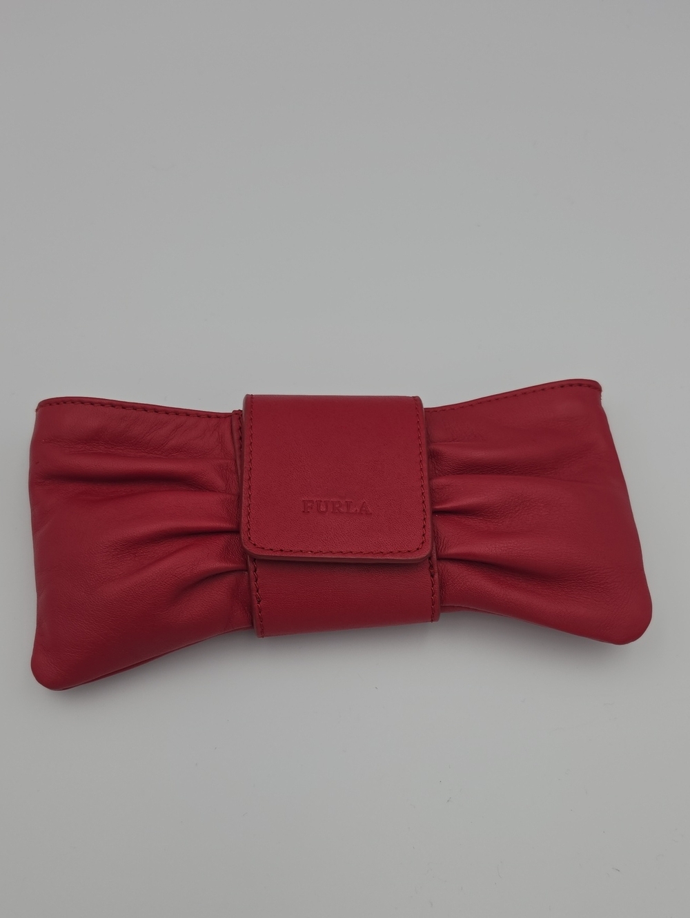 Furla Red Leather Small Bow Clutch W/ Silver Hardware (NWOT)❤️